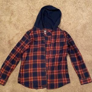 Button up plaid hoodie